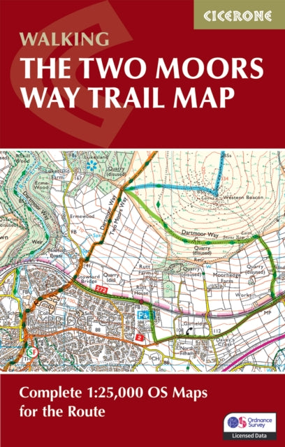 The Two Moors Way Trail Map : Complete 1:25,000 OS Maps for the Route-9781786313188