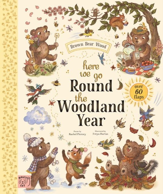 Here We Go Round the Woodland Year : A Lift-the-Flap Book (With Over 60 Flaps)-9781917768221